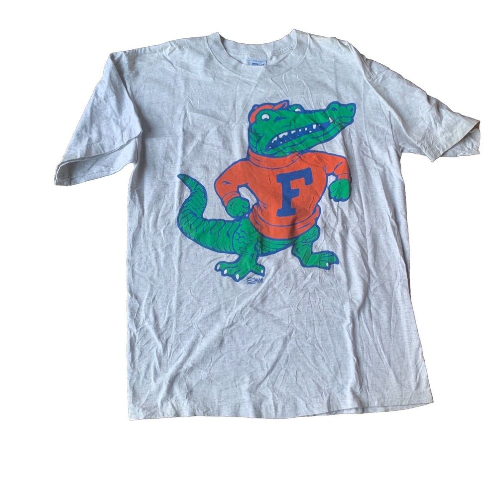 Vintage 90s Florida Gators University Big Face Mascot Logo T-shirt Size L USA